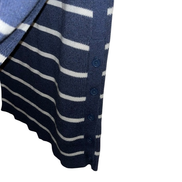 Banana Republic Navy White Striped Button-Side Long Sweater Small S like new - Picture 2 of 6
